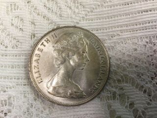 Vintage 1966 Bahama Islands Five Dollar Silver Coin Elizabeth Ii