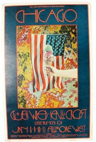 Vtg Fillmore Bill Graham Concert Poster 1st 1970 Chicago The Guess Who 24 Of 60