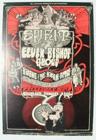 Vtg Fillmore Bill Graham Concert Poster 1st 1971 Spirit Elvin Bishop Group 265