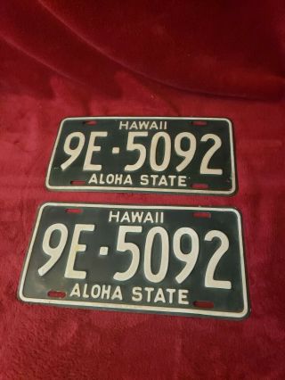 Vintage Antique Hawaii Aloha State Honolulu License Plates 1950s 1960s