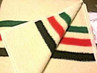 Vintage Biederlack Hudson Bay Style Striped Ivory Blanket Throw RARE 73” x 52” 2