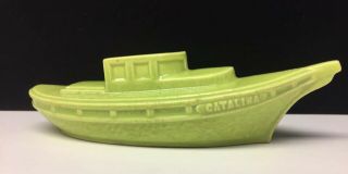 Vintage California Pottery Chris Mueller Jr Catalina Boat Vase Planter Green