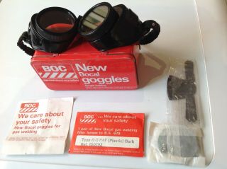 Boc Vintage Welding Goggles Complete Set In Red Tin
