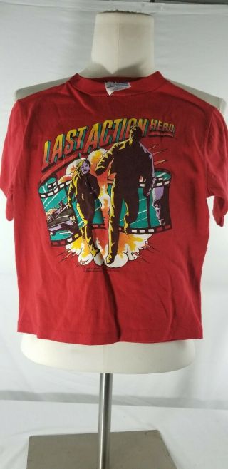 Vintage Last Action Hero T - Shirt 1993 Kids Large Single Stitch Great Graphics