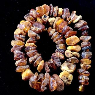 Vintage Honey & Egg Yolk Baltic Chunky Amber Necklace Amber Nugget Beads