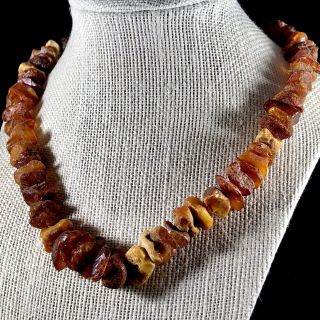 Vintage Honey & Egg Yolk Baltic Chunky Amber Necklace Amber Nugget Beads 4