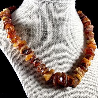 Vintage Honey & Egg Yolk Baltic Chunky Amber Necklace Amber Nugget Beads 7