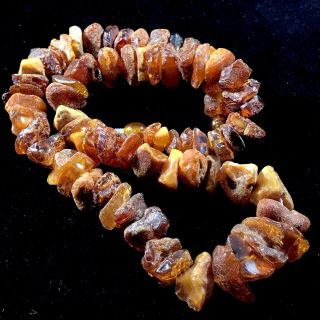 Vintage Honey & Egg Yolk Baltic Chunky Amber Necklace Amber Nugget Beads 8