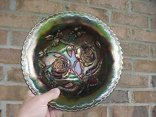 Gorgeous Vintage Imperial Luster Rose Blue Carnival Bowl
