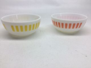 (2) Vintage Hazel Atlas Candy Dish Stripe Cereal Bowls Yellow Orange