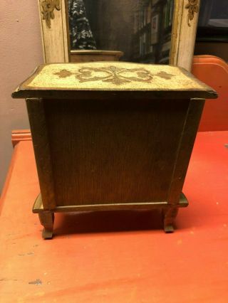 Vintage Florentine style tole jewelry box chest bow front 3 drawers or child toy 6