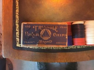 Vintage 1925 Triangle Poker Chips / Box Mfg Newark N.  J