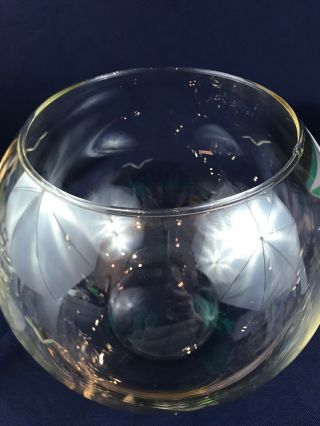 Vintage? Large Glass Planter Vase Terrarium Fish Bowl Clear Hand Blown Etched 7