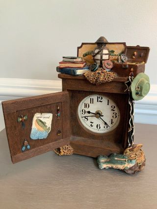 Vintage Figi Hinged Gone Fishin Desk Clock