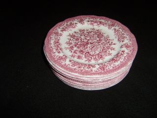 8 Vintage J.  & G.  Meakin Avondale Pink 7 Inch Dessert Plates