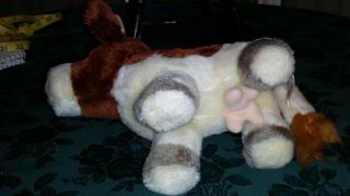 Vintage Russ Berrie Clover Cow Plush Stuffed Animal Toy Brown White 10 