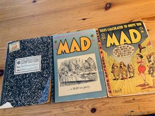 Mad 3 Vintage Magazines 1954 - 1955 Fair/poor All Pages Intact,  Tattered