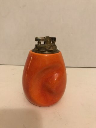Vintage Ceramic Handheld Table Lighter Orange Red As - Is