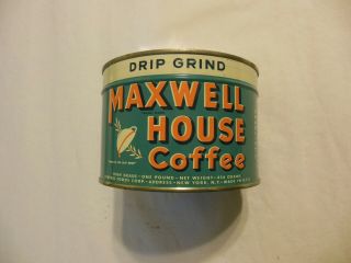 Vintage Maxwell House Drip Grind Coffee One Pound Can