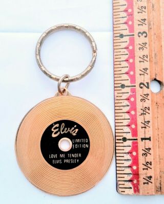 Elvis Presley Love Me Tender Gold Record Keychain Collectible Vintage Key Ring 2