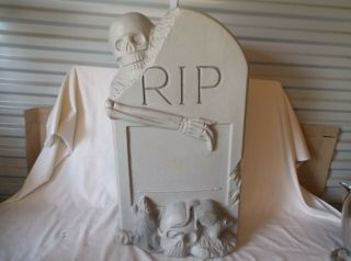 Vintage Halloween Yard Blow Mold " Rip " With Skeleton & Tombstone