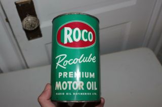 Vintage 1 Quart Roco Rocolube Metal 1 Quart Tin Can Radio Oil Advertising - S27