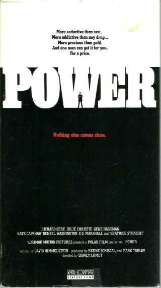 Power Vhs 1986 Richard Gere Julie Christie Gene Hackman Denzel Washington Vtg