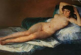 Goya The Nude Maja Vintage Unposted Art Postcard Museo Del Prado