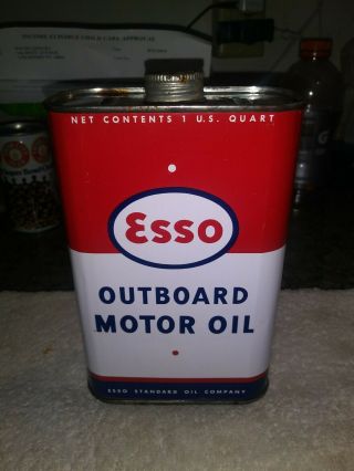 Vintage Esso Outboard Motor Oil 1 Qt.  Can Usa