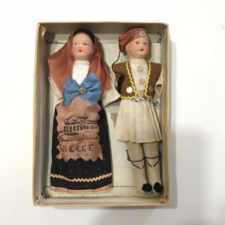 Vintage Kimport Greek Woman And Man Dolls Near East Industries