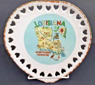 Vintage Louisiana Historic Souvenir Plate - 7 1/4 " X 7 " - Placo - Japan