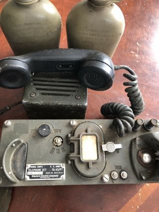 Vintage Military Army Ta 312 Pt Telephone Set Radio Speaker Ls166 Helmet Canteen