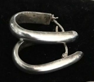 Vintage Oblong 925 Sterling Silver Hoop Hoops Earrings Simple