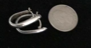 Vintage Oblong 925 Sterling Silver Hoop Hoops Earrings Simple 4