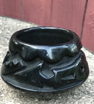 Vintage Santa Clara Pueblo Pottery Sgd.  Madeline Naranjo Black Pot/bowl