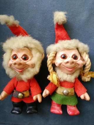 Adorable Rare Unmarked Vintage Girl And Boy Troll Pair