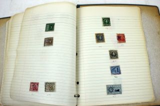 Vintage Antique Home Made Stamp Album Binder with Stamps 8