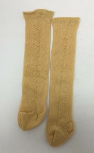 Vintage Antique Two Pair Cream & Ivory Color Doll Long Textured Stockings Socks 3