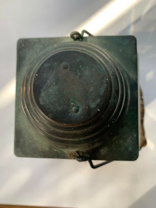 Vintage 1800’s Brass Lantern Glass Wood Handle 7