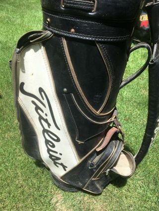 Vintage Titleist Black & White Leather Golf Bag
