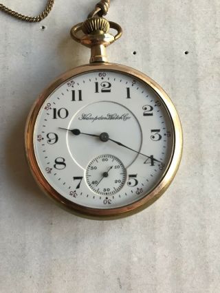 Antique Hampden Watch Co.  17 Jewels Gold Filled Pocket Watch 2