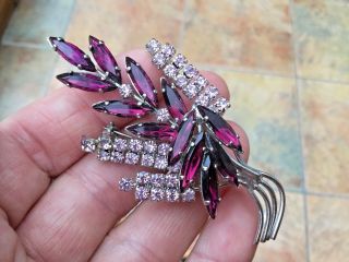 Old Vintage Jewellery Amethyst Lilac Crystal 1950’s Gorgeous Sparkling Brooch