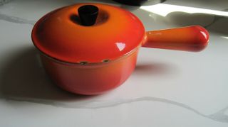 Vintage Le Creuset Flame 14 Sauce Pan Orange And Red