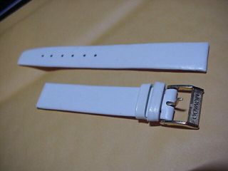 Vintage Movado 15mm Gold Buckle White Leather Watch Band Strap