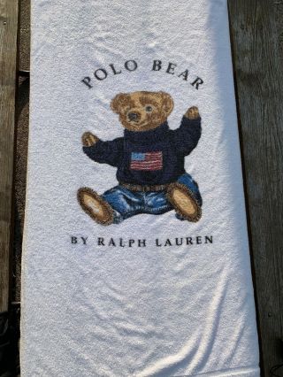 Vintage Polo Bear Beach Towel Lauren By Ralph Lauren American Flag