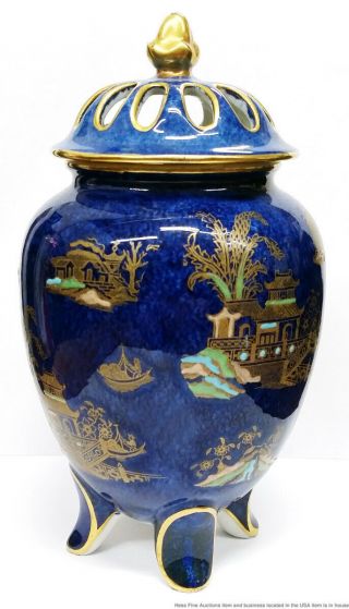 Vintage Carlton Ware Kang Hsi 2021 Art Deco Enamel Porcelain Censer Jar 4