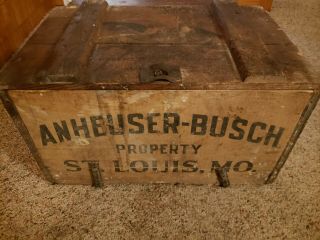 Vintage Anheuser Busch Beer Wood Box Crate Man Cave Display 20x13x11