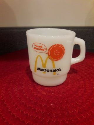 Vintage Mcdonalds Anchor Hocking Fire King Coffee Mug Cup Milk Glass