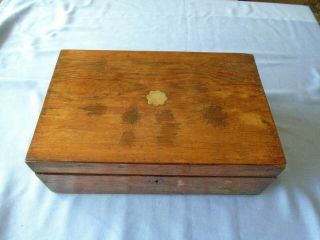 Antique Vintage Mahogany Writing Slope Desk Top Stationery Storage Sewing Box