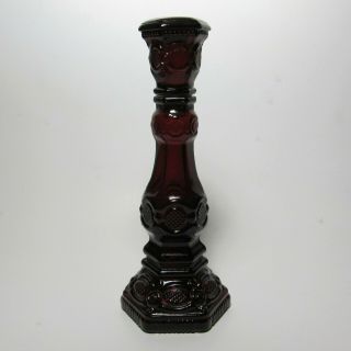 Avon 1876 Cape Cod Tall Candlestick Candle Holder Ruby Red Vintage Glass Bottle
